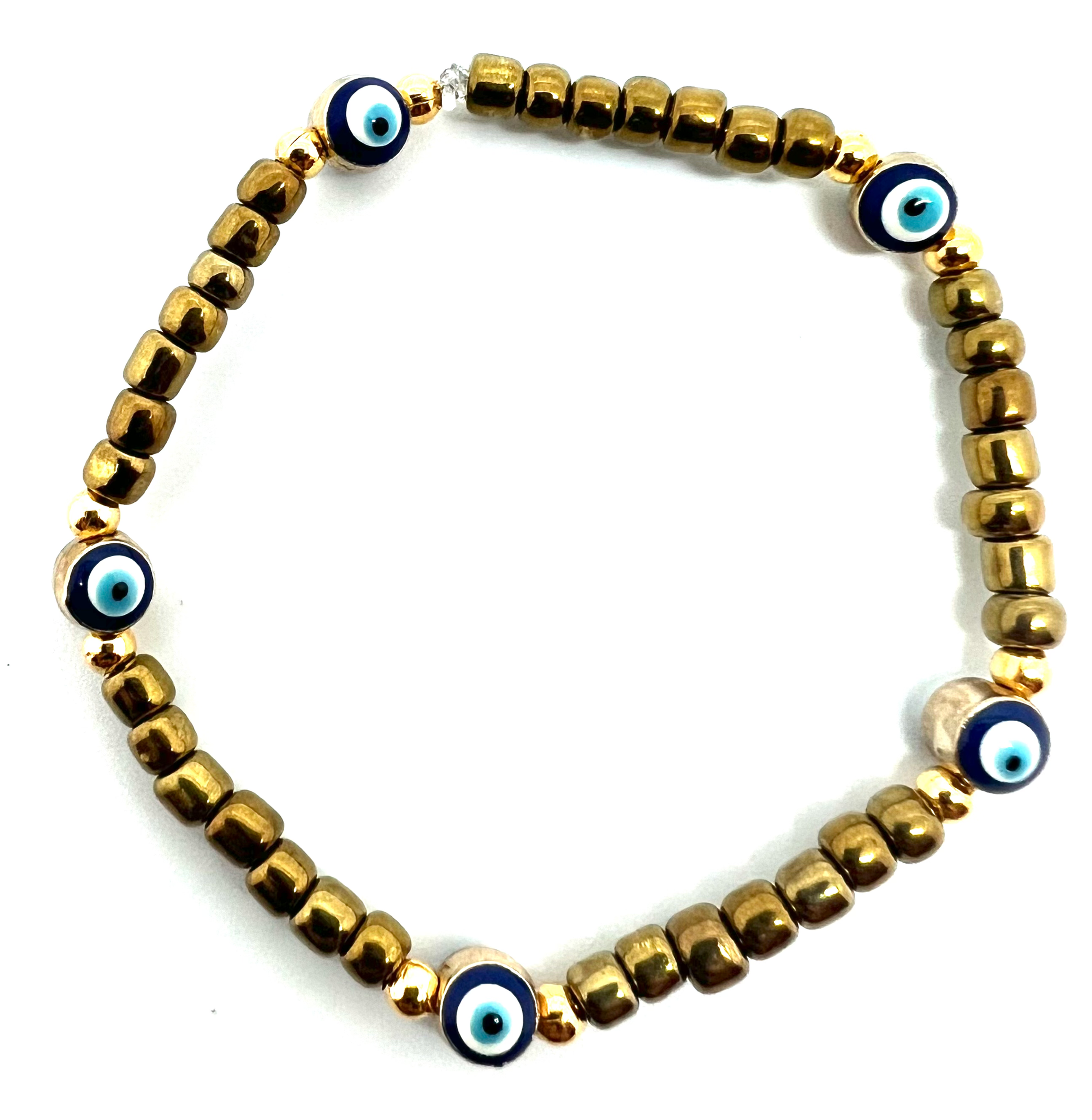 BR-10256 Evil Eye Seed Bead Stretch Bracelet