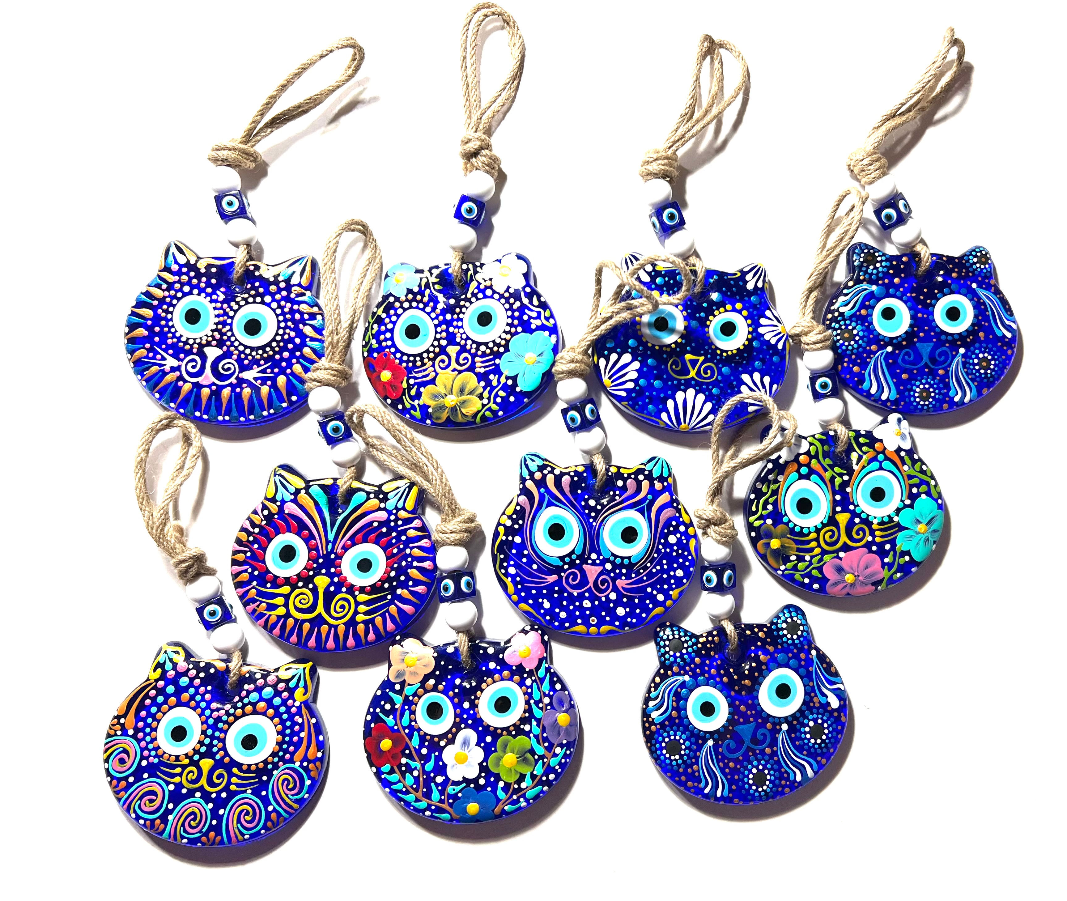 18005 Glass "Cat" Good Luck Evil Eye Wall Decoration (Please see variati