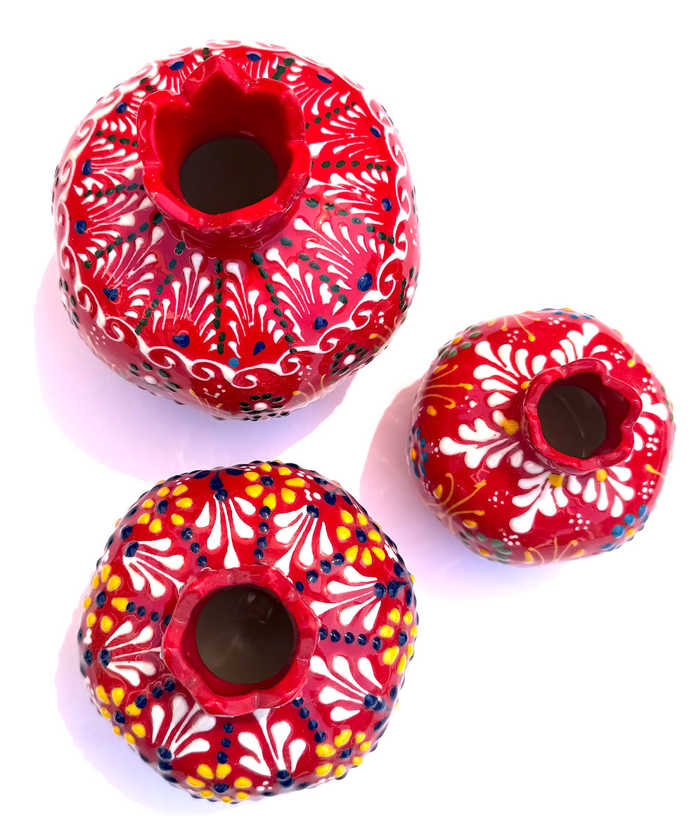 Thumbnail: HG-10005 Set of 3 Ceramic Pomegranate Evil Eye Good Luck Home Decoration