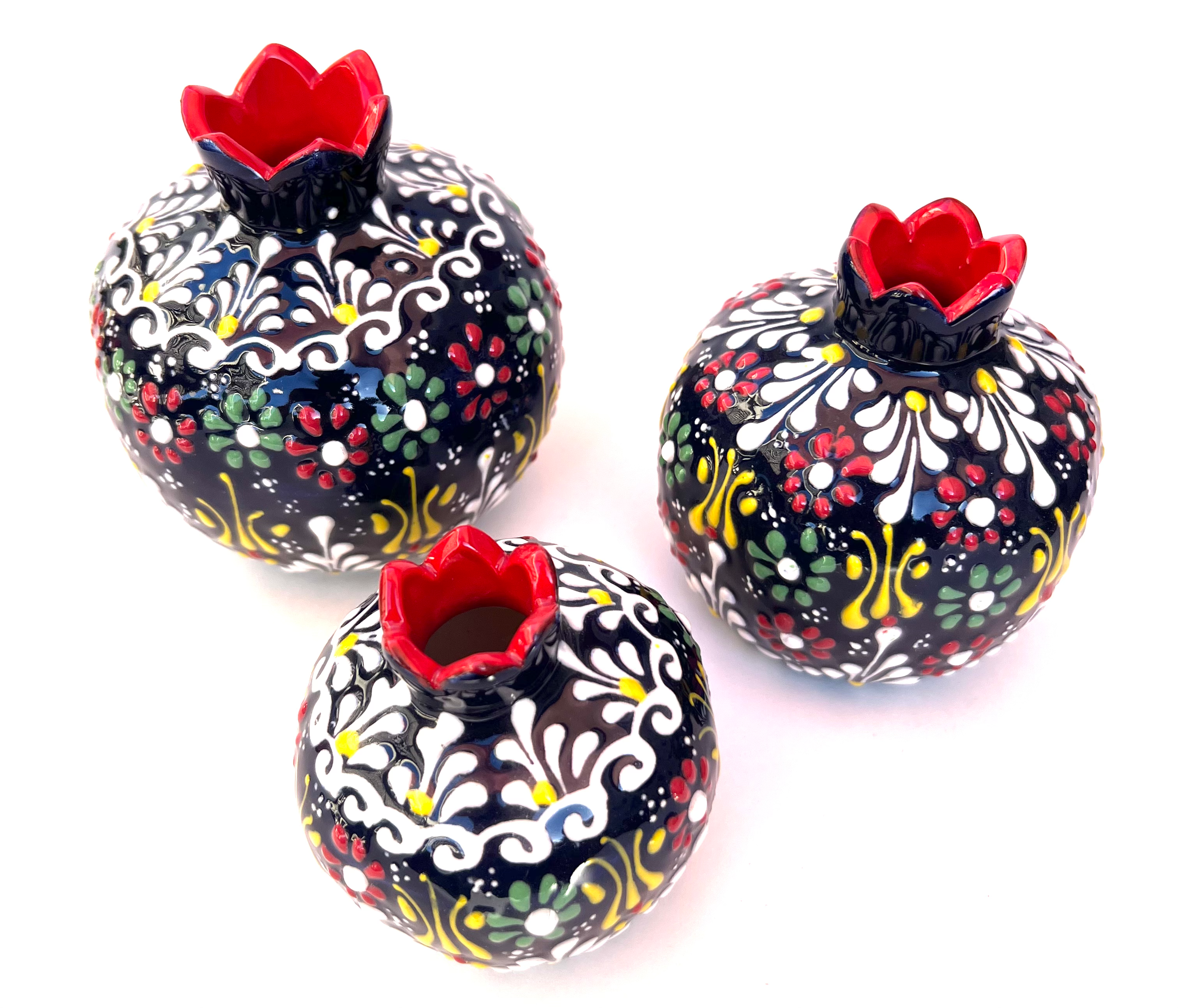 HG-10004 Set of 3 Ceramic Pomegranate Evil Eye Good Luck Home Decoration