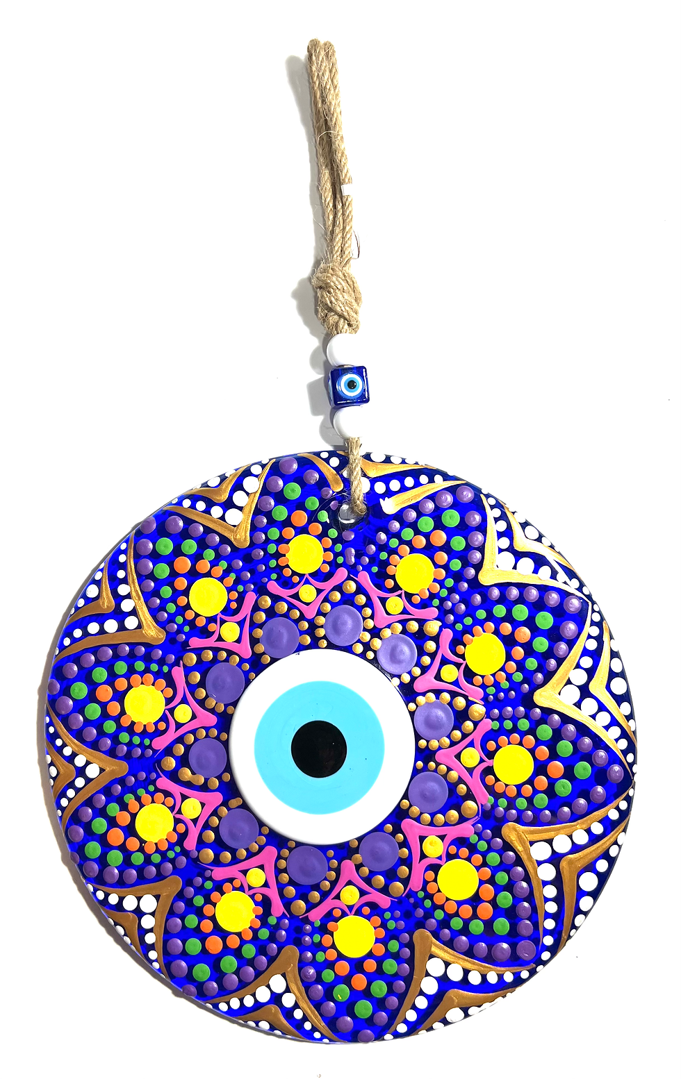 Thumbnail: 14516-A Glass Round Hand Painted Good Luck Evil Eye (Pls See Variations)