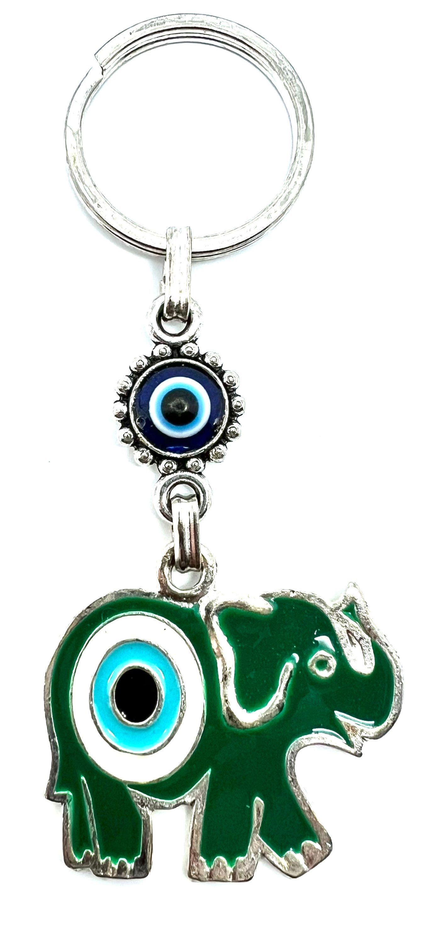 KEY-10228 Evil Eye Enamel "Elephant" Key Ring or Car Ornament
