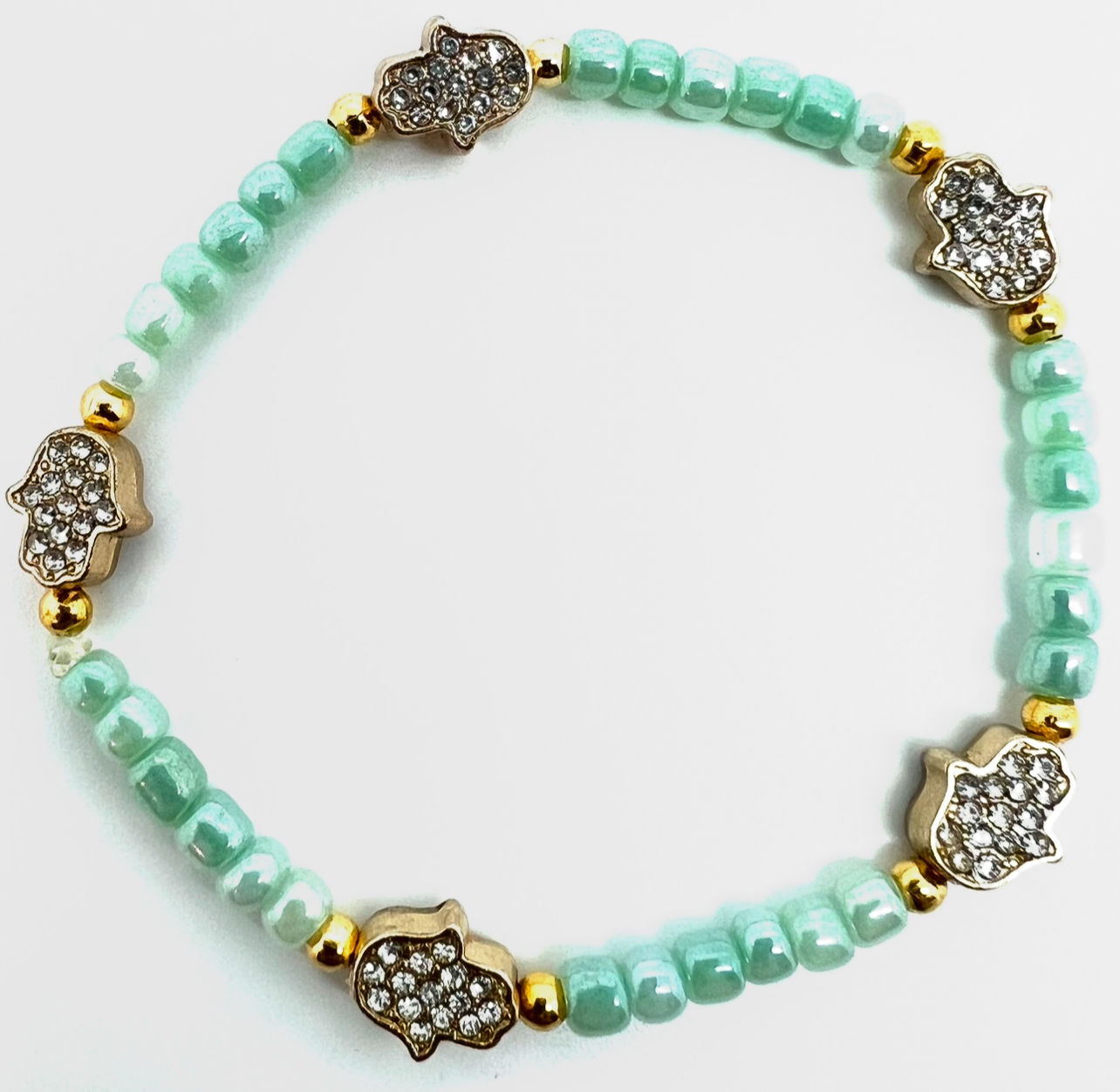 BR-10277 Hamsa Hand Seed Bead Stretch Bracelet