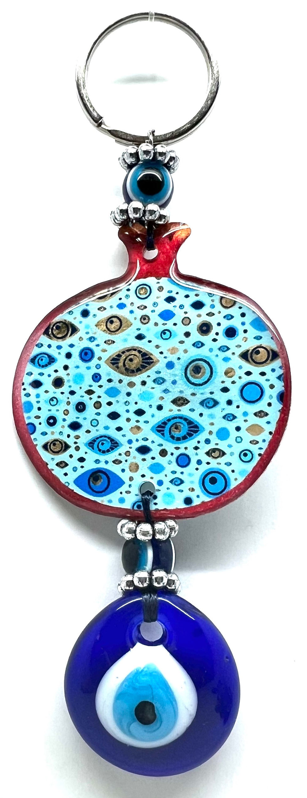 KEY-14788-10 Evil Eye "Pomegranate" Key Ring or Car Ornament