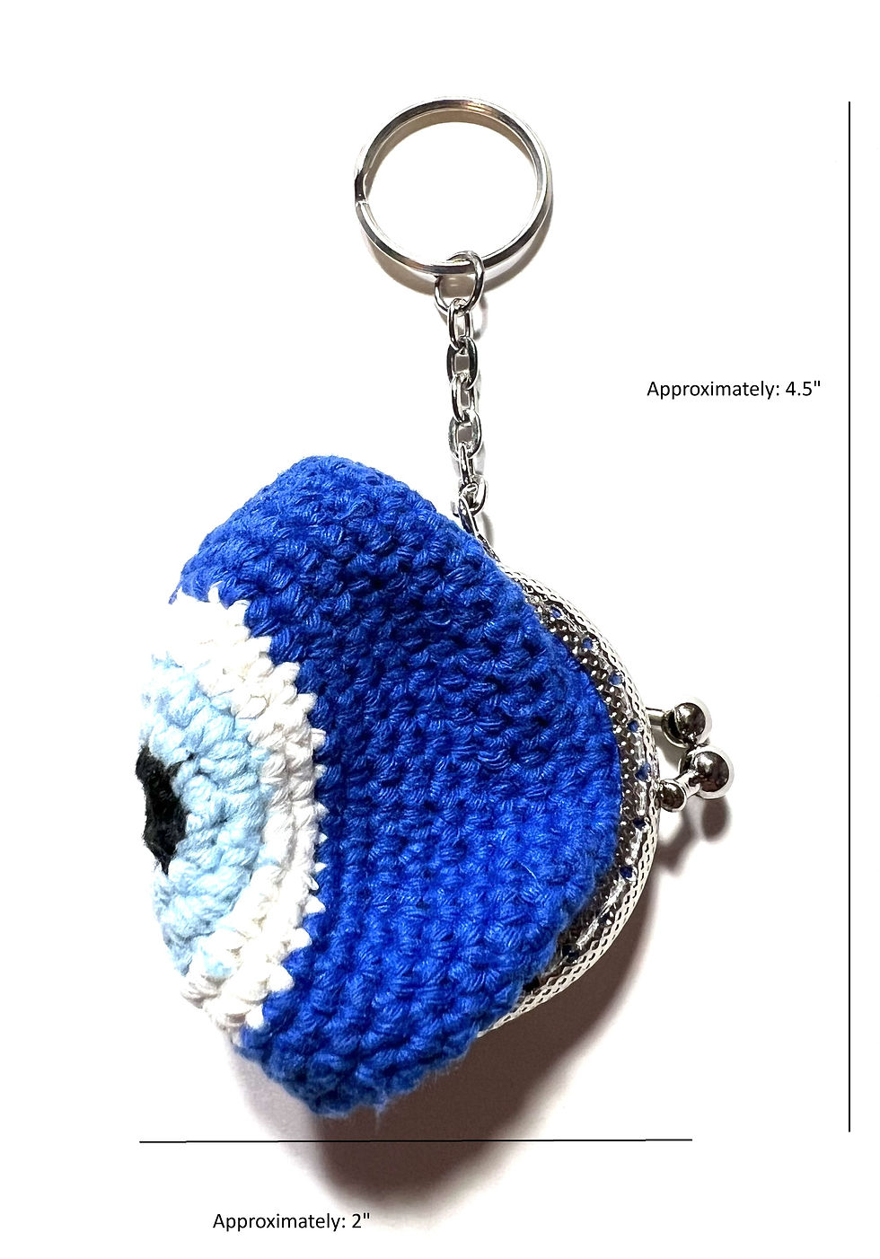 Thumbnail: KEY-15002 Good Luck Evil Eye Hand Crochet Coin Purse Keyring