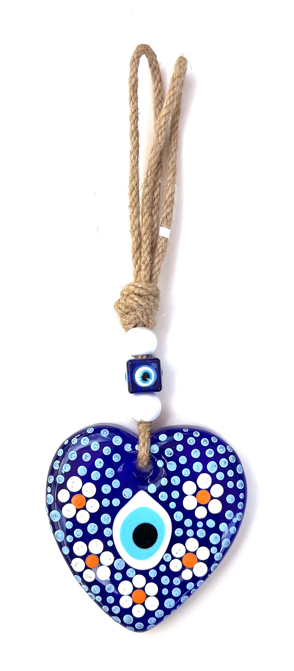Thumbnail: 14589 Glass Heart Hand Painted Good Luck Evil Eye (Please See Var