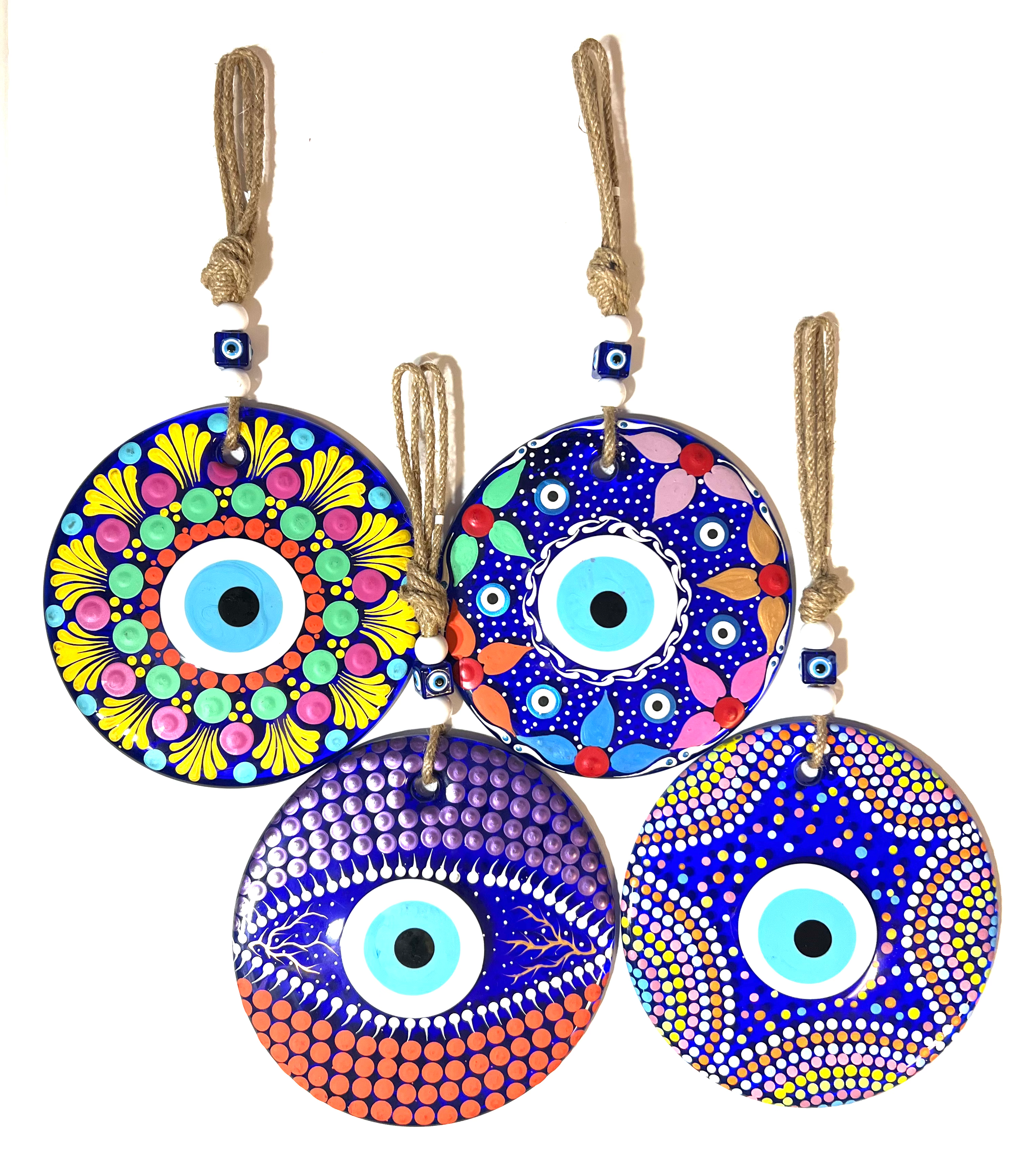 14506-B Glass Round Hand Painted Good Luck Evil Eye (Pls See Variations)