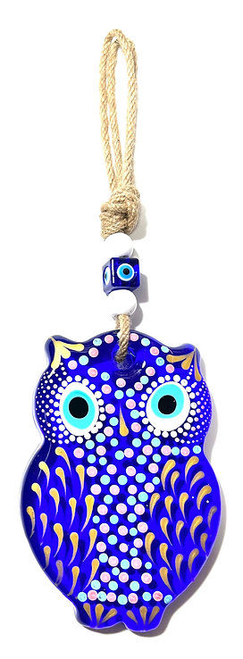 Thumbnail: 14591 Glass Owl Hand Painted Evil Eye Wall Decoration (Please See Variations)