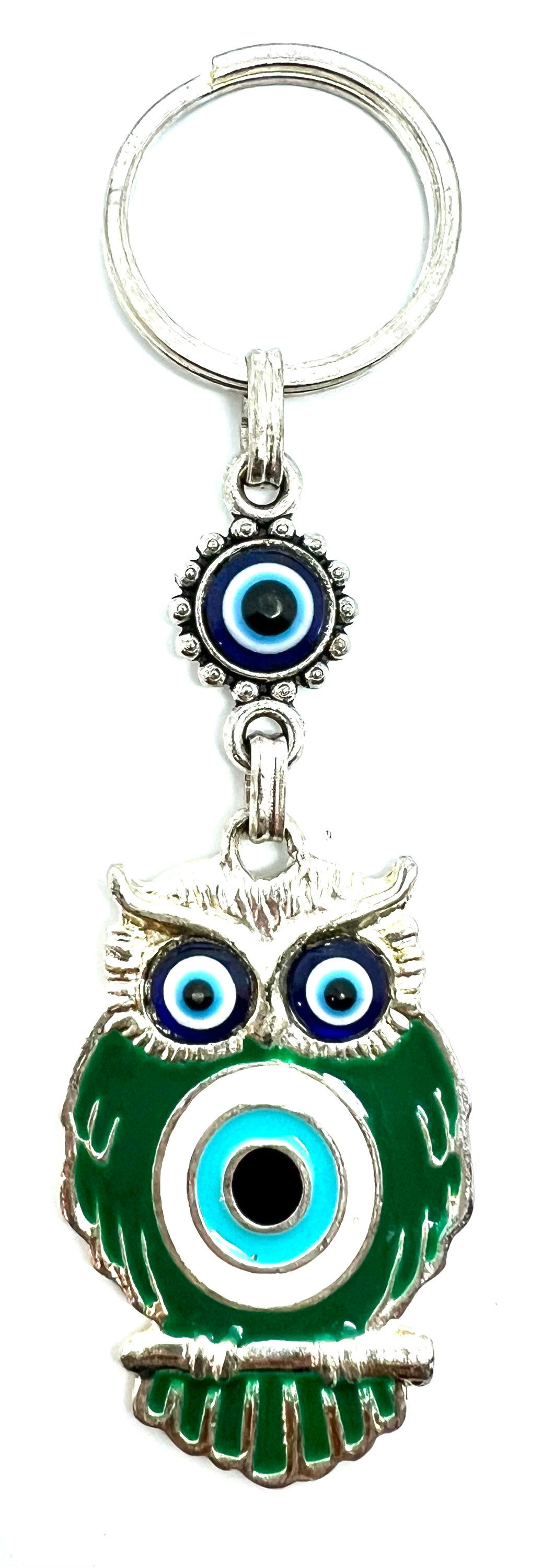 KEY-10232 Evil Eye Enamel "Owl" Key Ring or Car Ornament