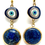 Thumbnail: EAR-10060 Evil Eye Gold Earring with Dark Blue Bead