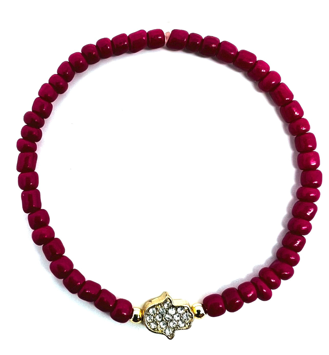 BR-10194 Evil Eye Hamsa Seed Bead Stretch Bracelet