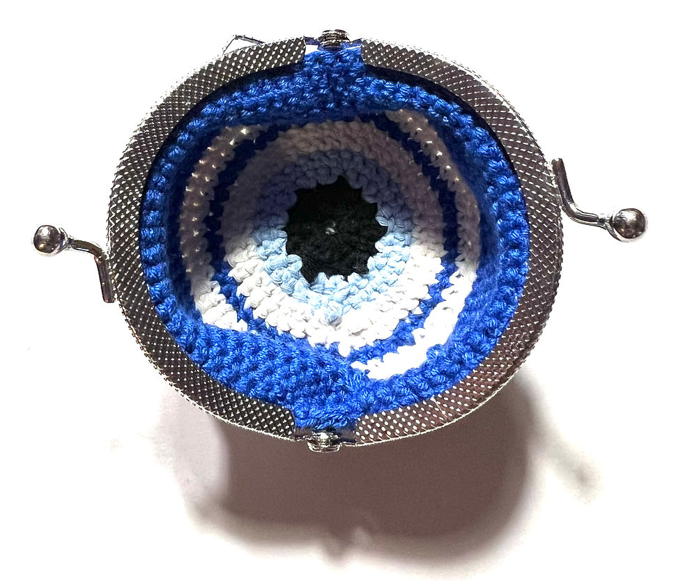 Thumbnail: KEY-15004 Good Luck Evil Eye Hand Crochet Coin Purse Keyring