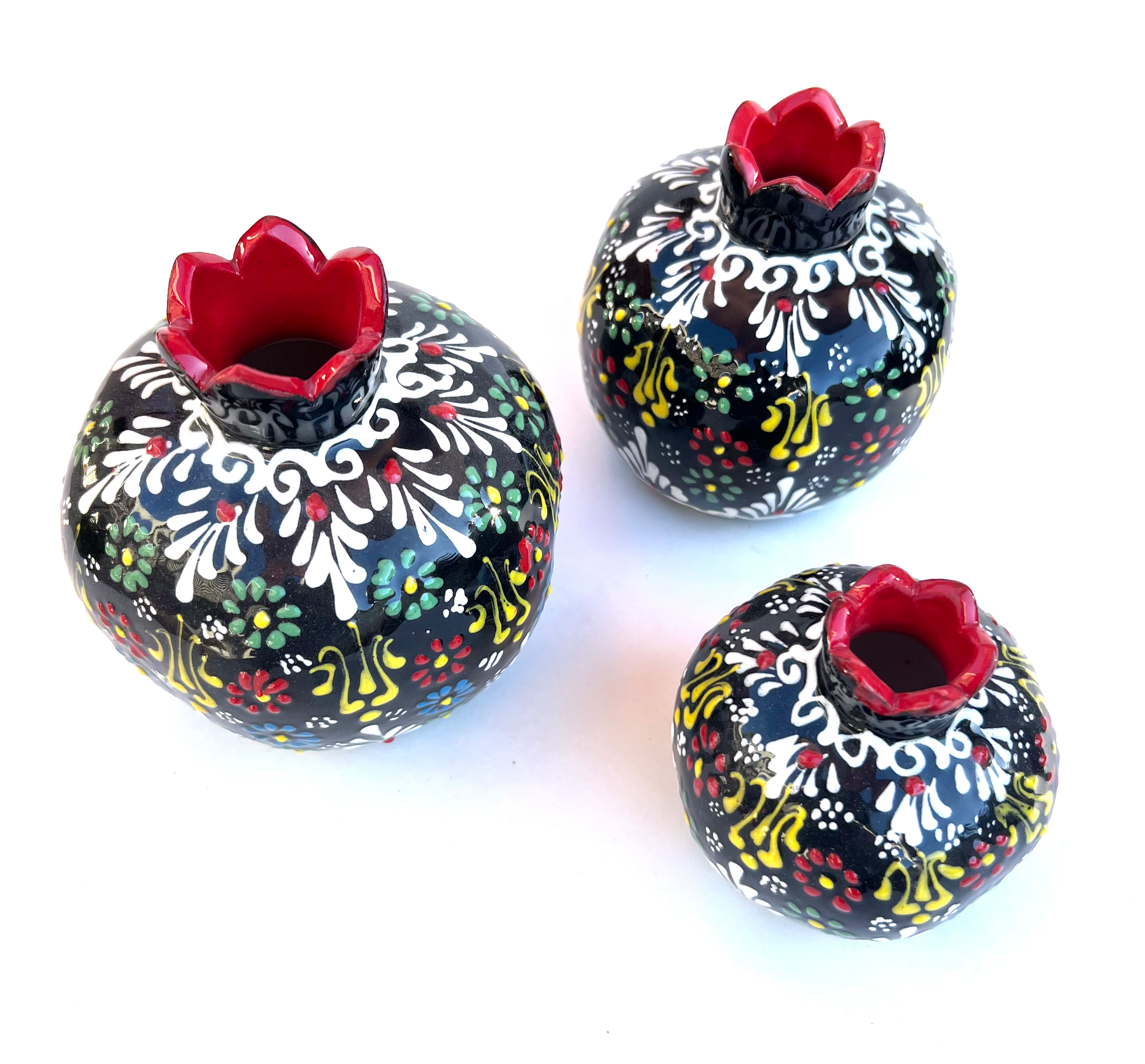 HG-10005 Set of 3 Ceramic Pomegranate Evil Eye Good Luck Home Decoration