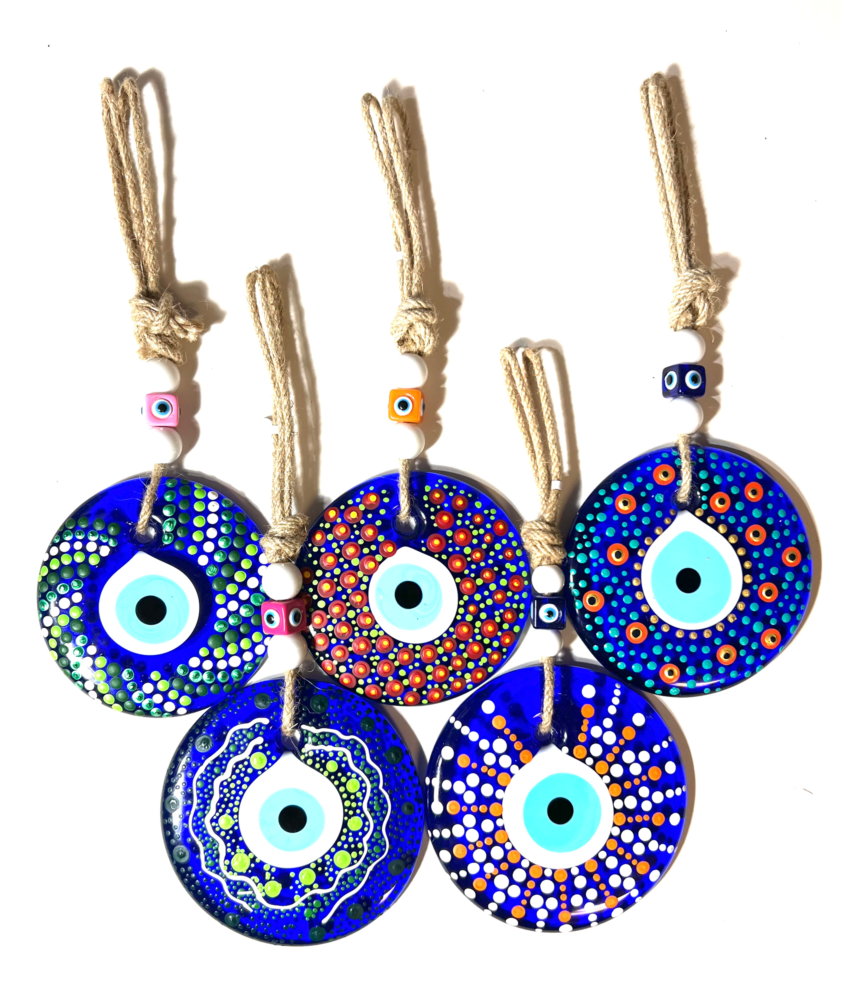 14500-C Glass Round Hand Painted Good Luck Evil Eye (Pls See Variations)