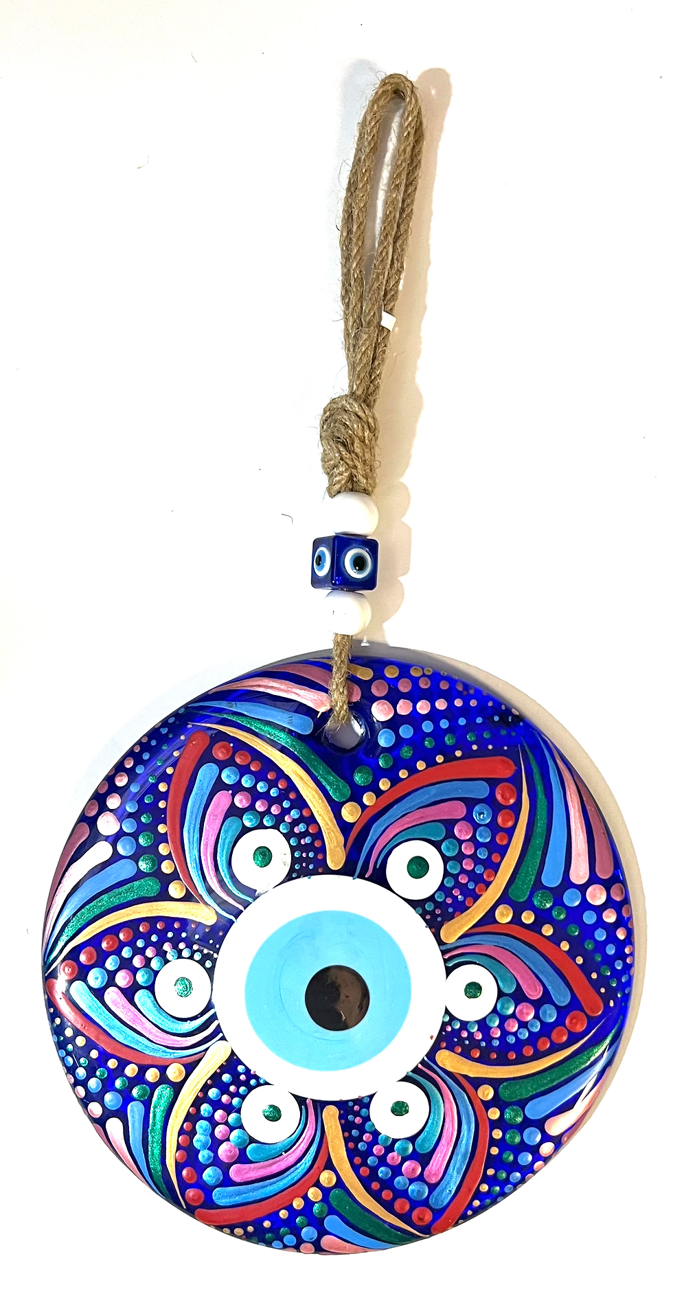 Thumbnail: 14506-D Glass Round Hand Painted Good Luck Evil Eye (Pls See Variations)