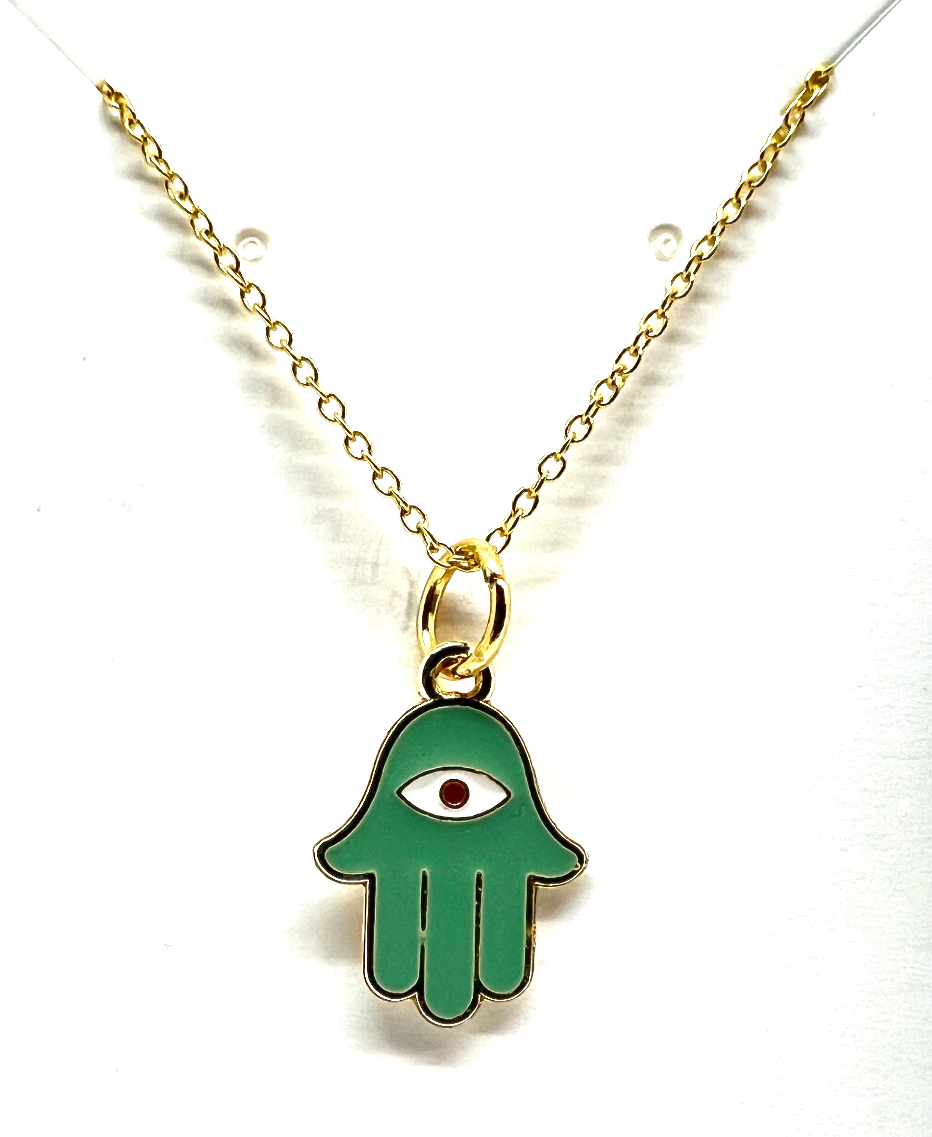 NCK-10007 Hamsa Hand Evil Eye Gold Necklace