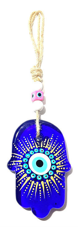 Thumbnail: 14592-C Glass Hamsa Hand Hand Painted Good Luck Evil Eye (Please See Variations)