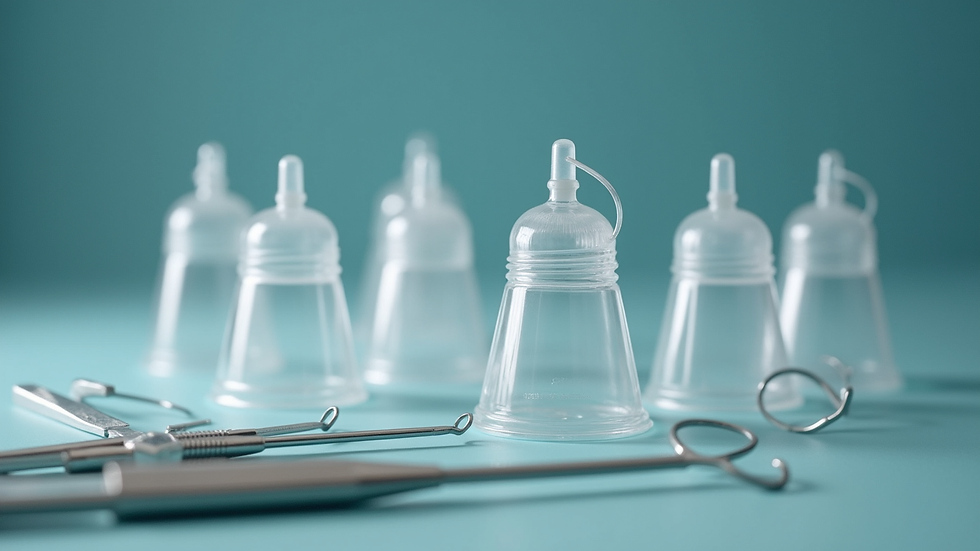 Close-up view of sterilised hijama cups and medical tools arranged neatly