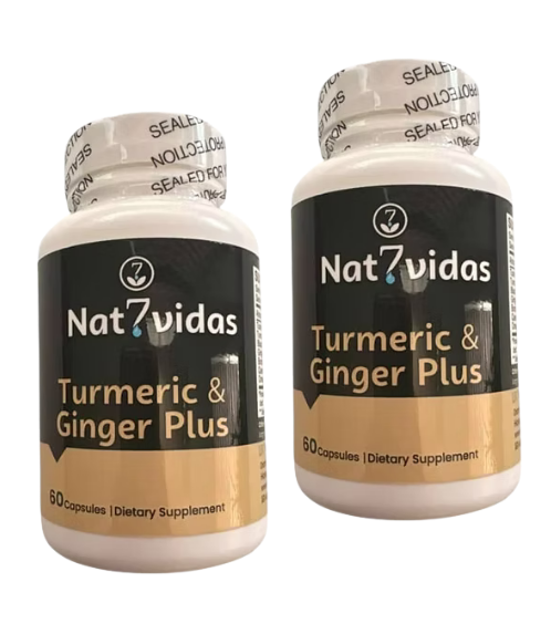 Nat7Vidas Turmeric & Ginger Joint & Digestive Wellness Supply Pack with 2 Bottles