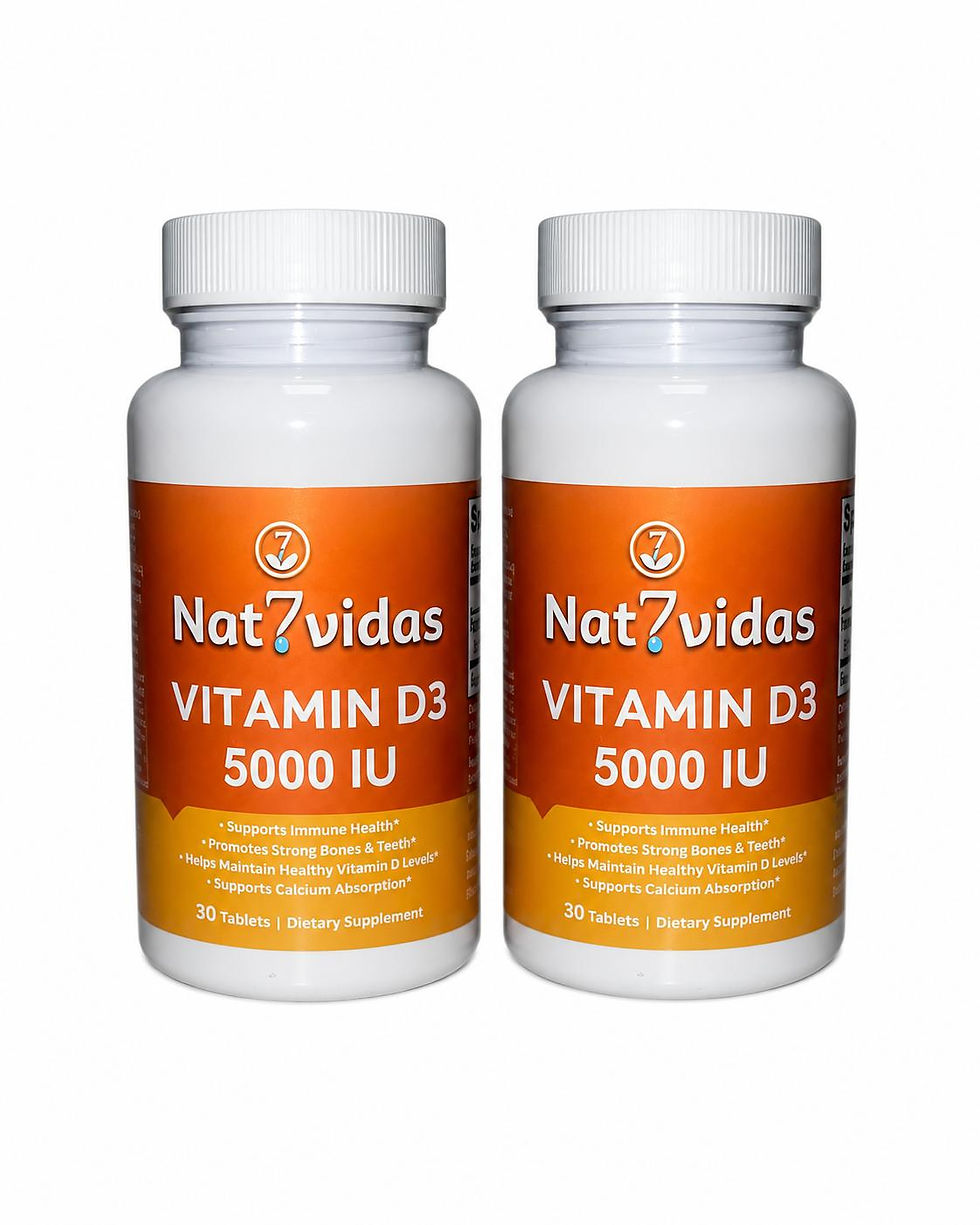 Nat7Vidas Vitamin D3 5000 IU High Potency Wellness Supply Pack with 2 Bottles