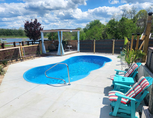 Lelani compact fiberglass pool ideal for smaller backyard spaces in Hampton Roads