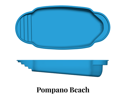 Pompano Beach medium fiberglass pool layout and dimensions