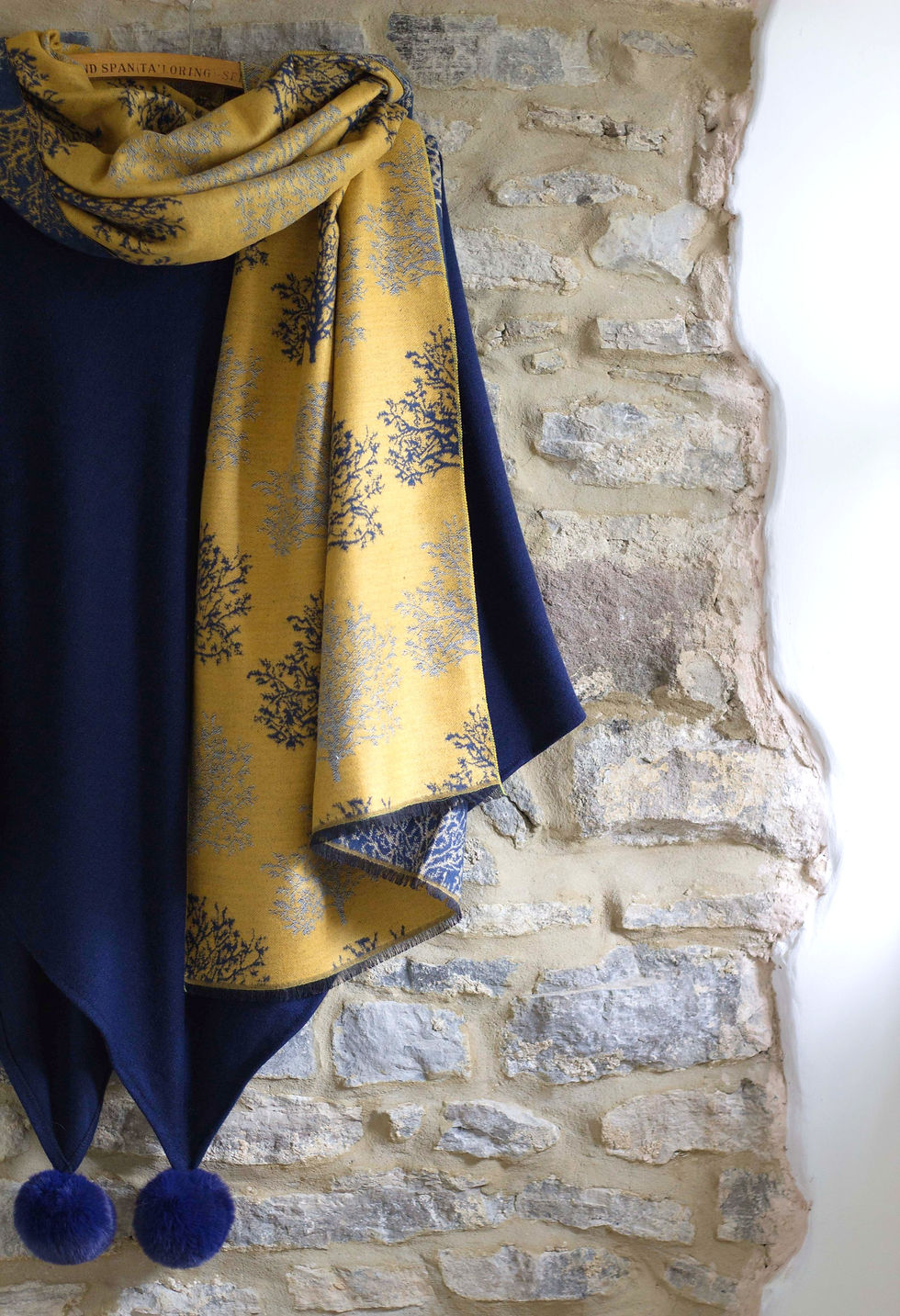 Terry Tree Navy & Mustard Scarf