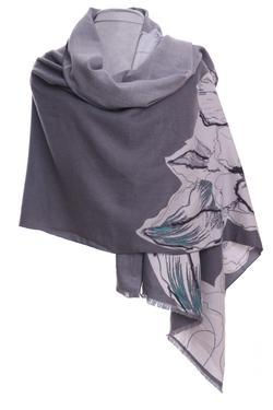 Contemporary Grey Floral Sketch Scarf