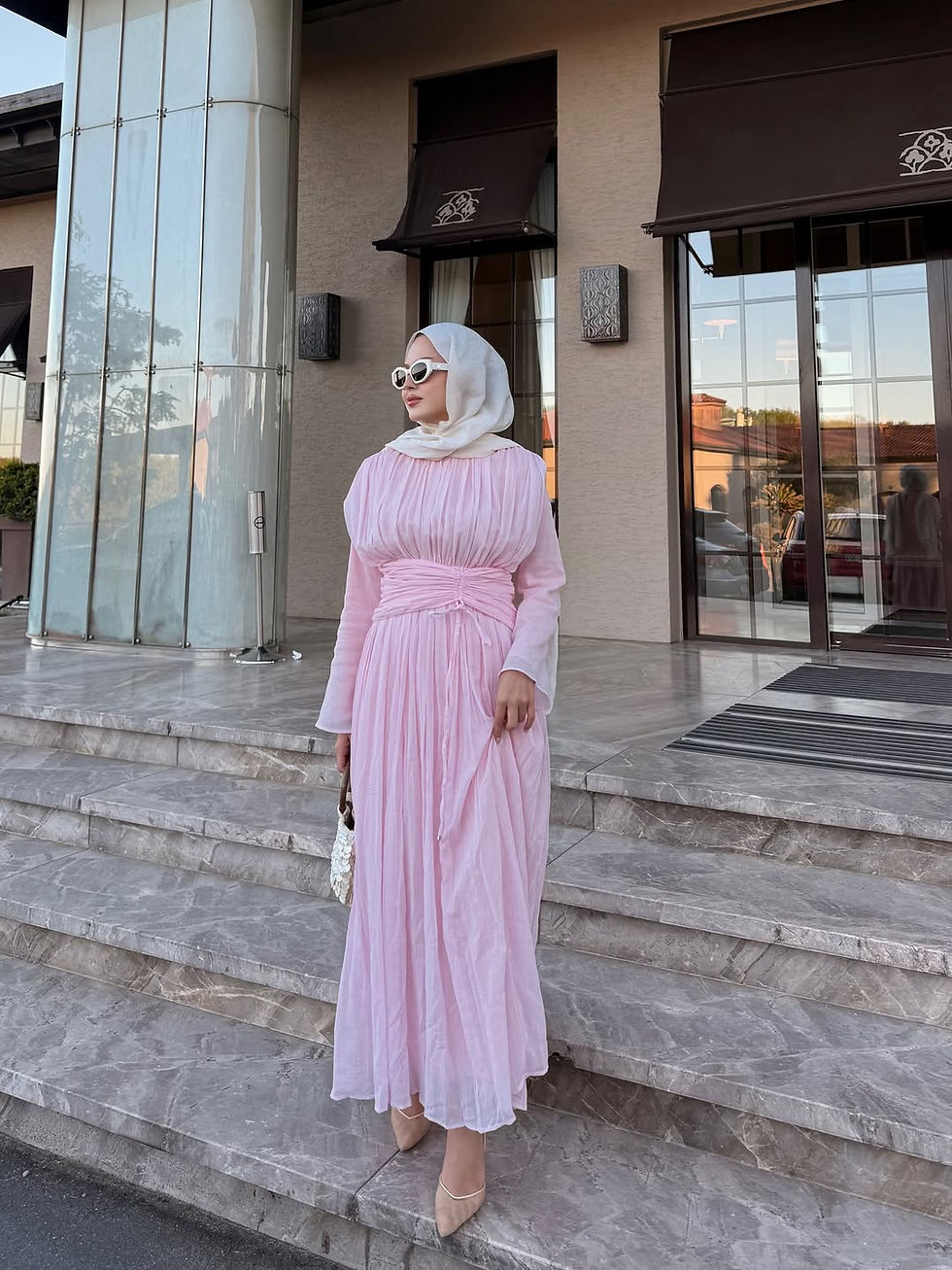 Thumbnail: Pink fully lined maxi dress