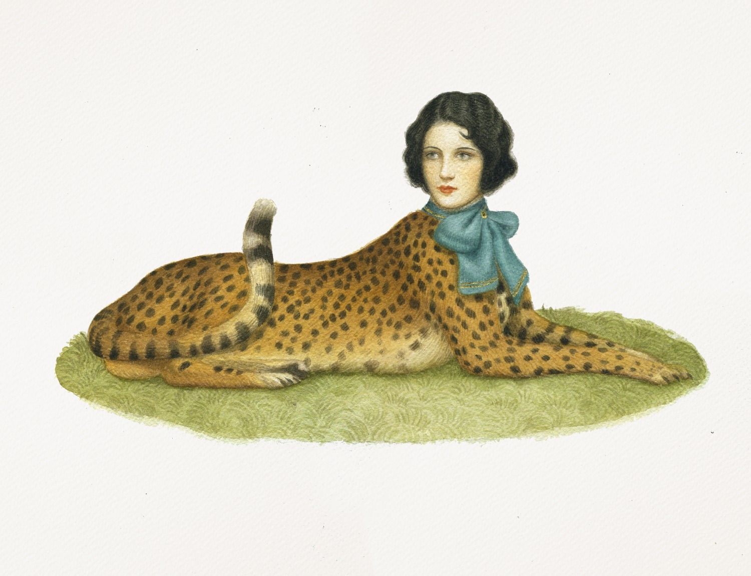 Leopard Lady - Hand Gold Leafed Print