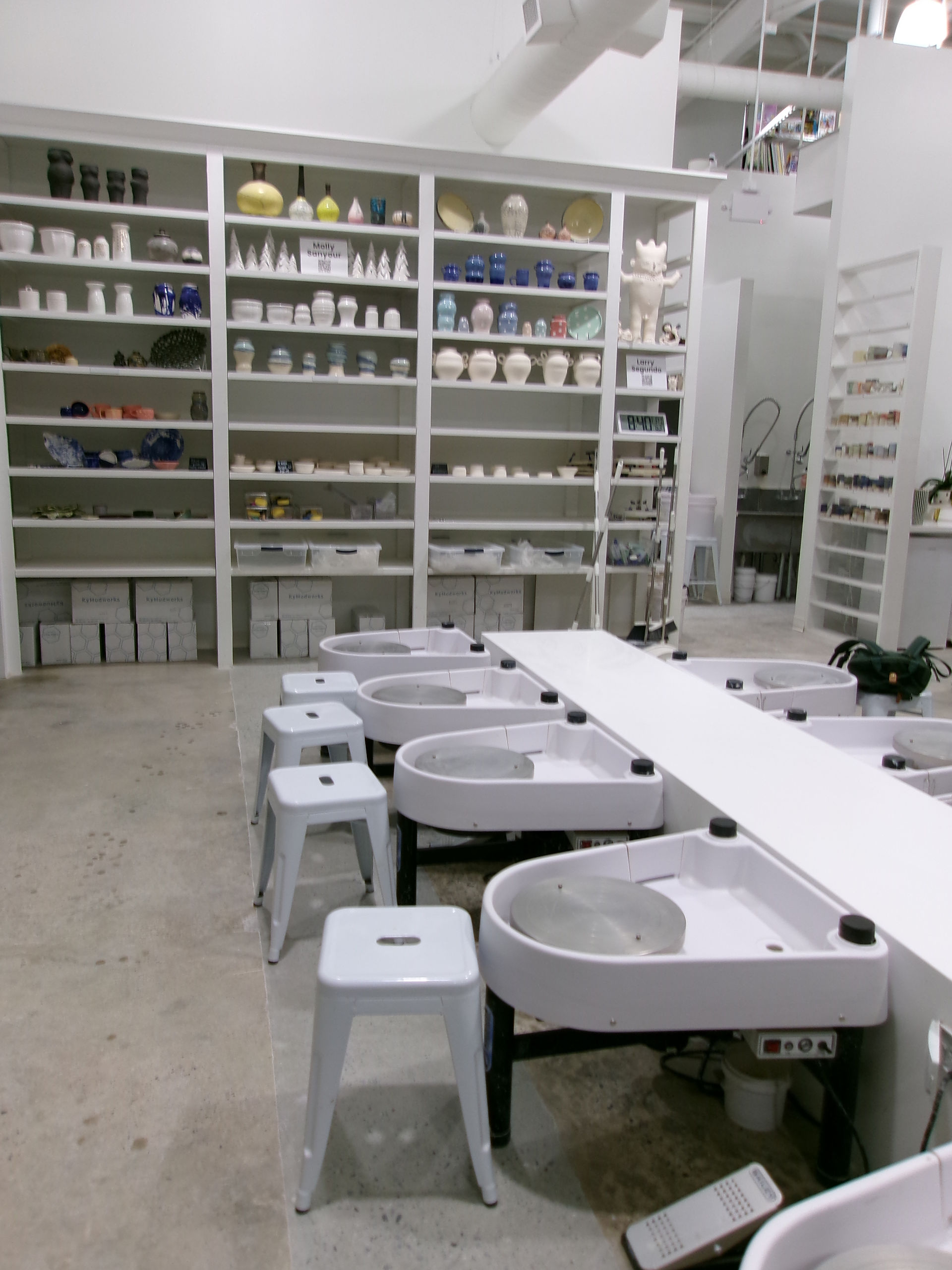 Wheel throwing station at Molly Ceramics Studio