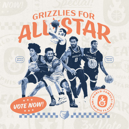 Social graphic layout for the Memphis Grizzlies2026 All-Star Campaign