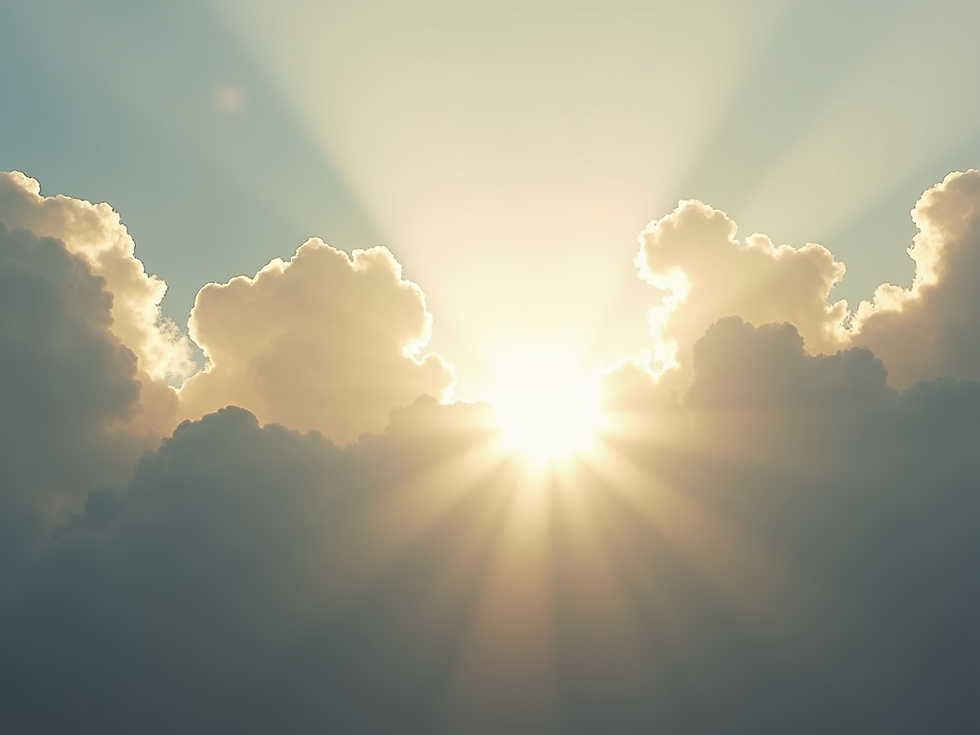 the sun shining through the clouds