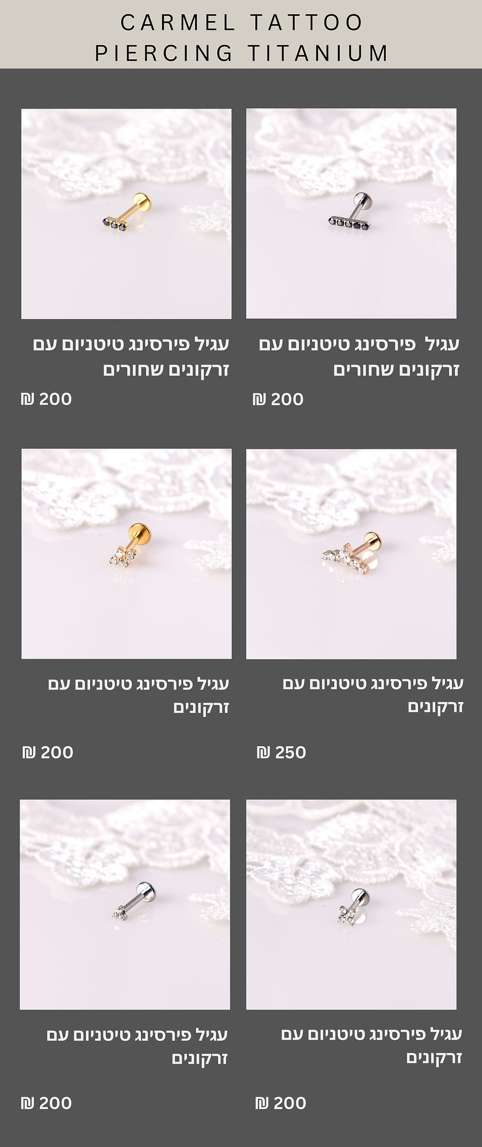 קטלוג פירסינג טיטניום 4