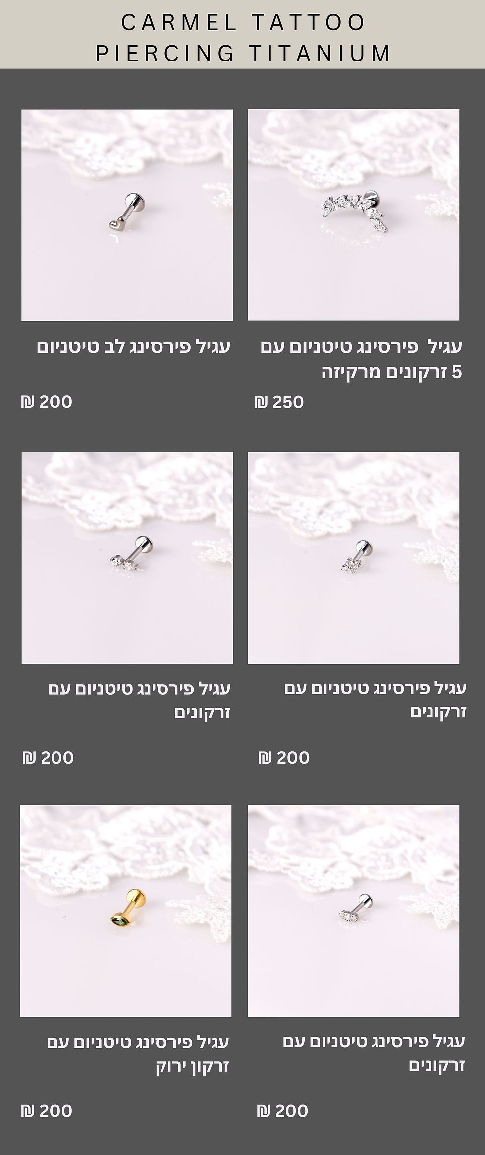 קטלוג פירסינג טיטניום 3