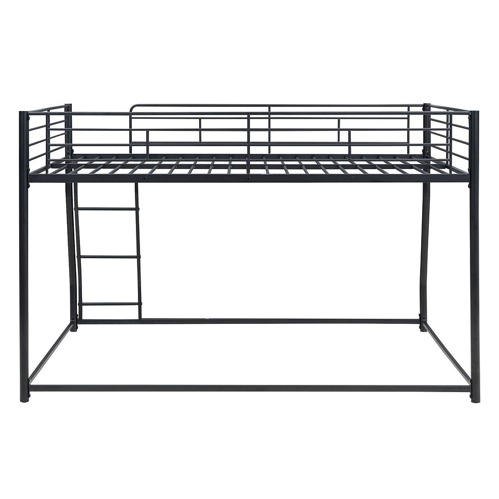 Thumbnail: Metal Floor Bunk Bed, Full XL over Queen, Black