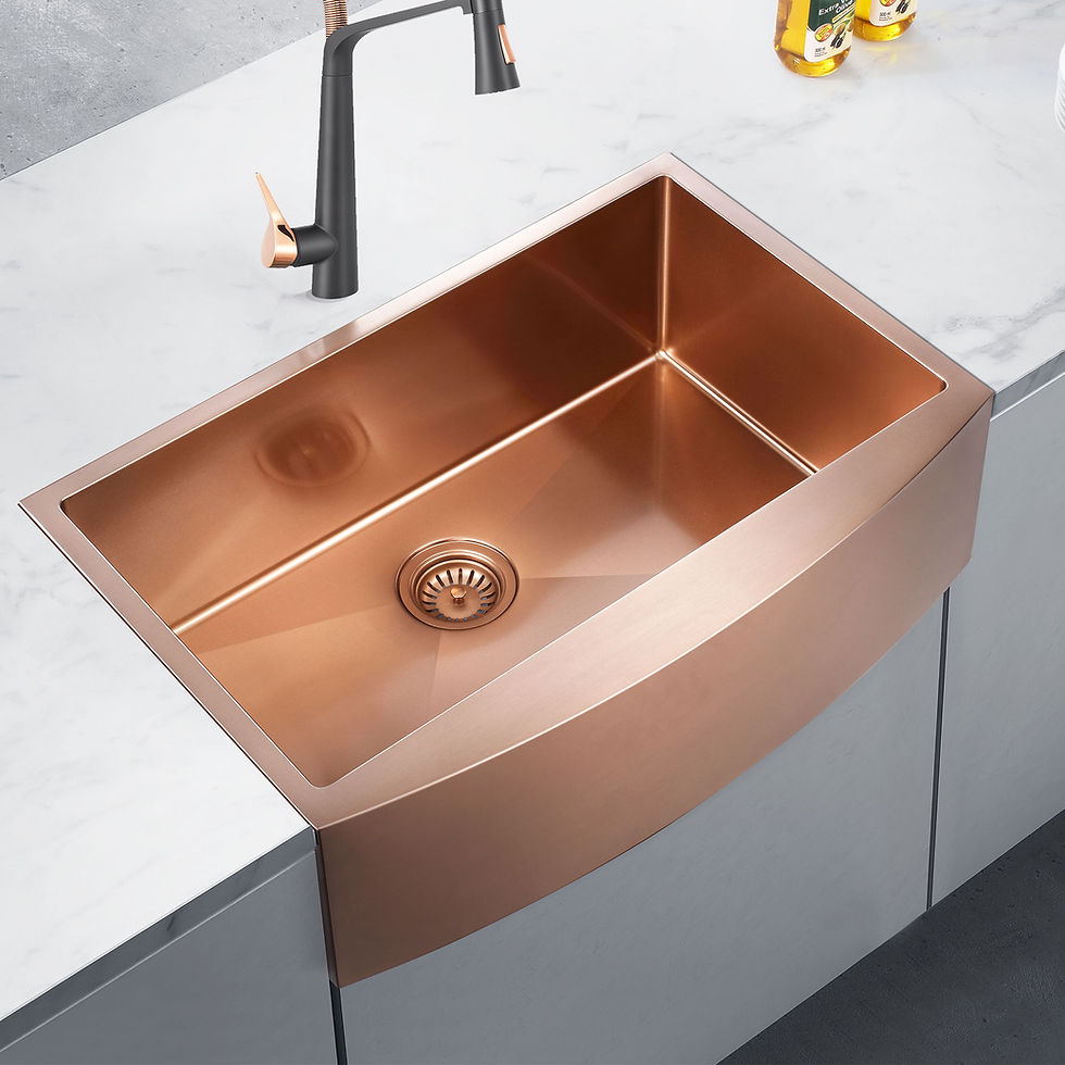 Miniatură: Single Bowl Apron Farmhouse and Kitchen Sink, Nano PVD Gold, 33 Inch