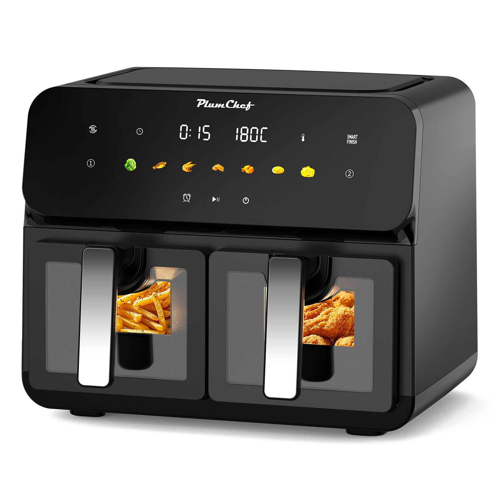 Double Basket Digital Air Fryer with Touchscreen Control, 1700W Power