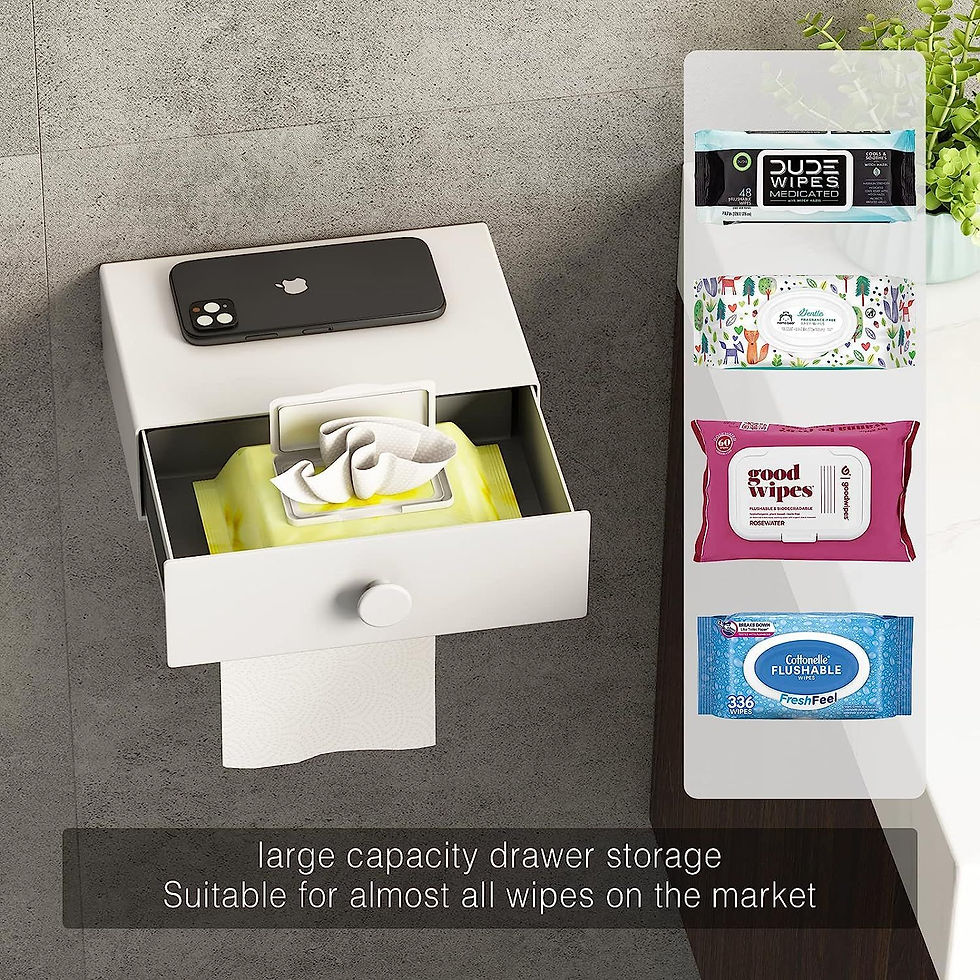 Miniaturbild: Toilet Paper Holder with Shelf and Drawer Stainless Steel