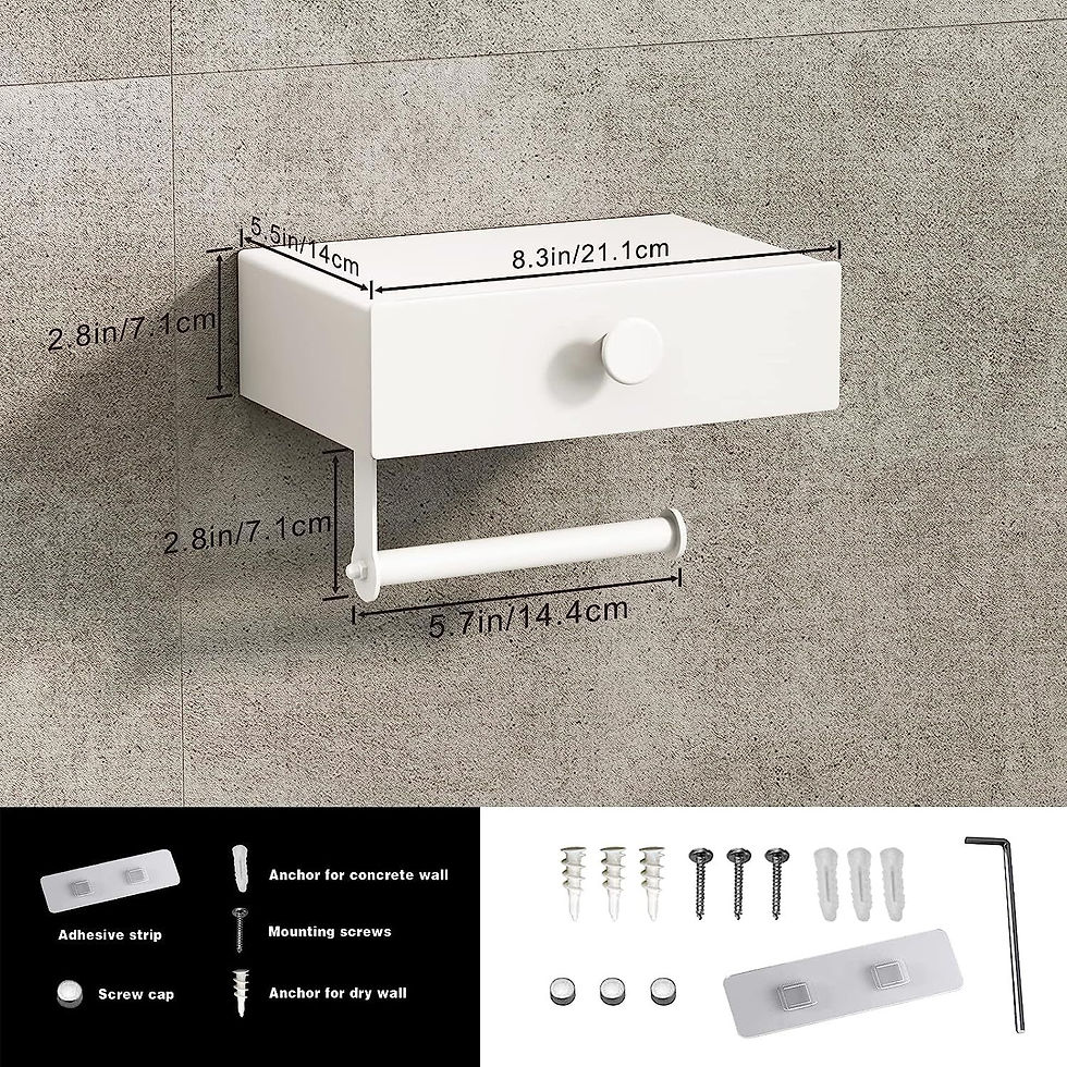 Miniatură: Toilet Paper Holder with Shelf and Drawer Stainless Steel