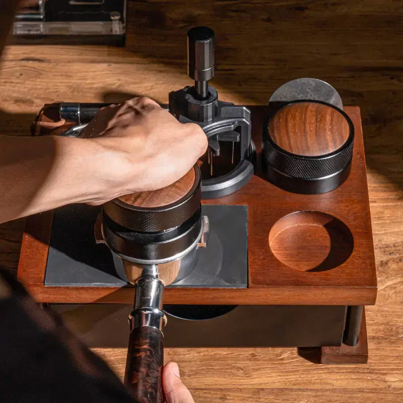 Miniature : Wooden Espresso Tamper Station, Multifunctional Barista Organizer