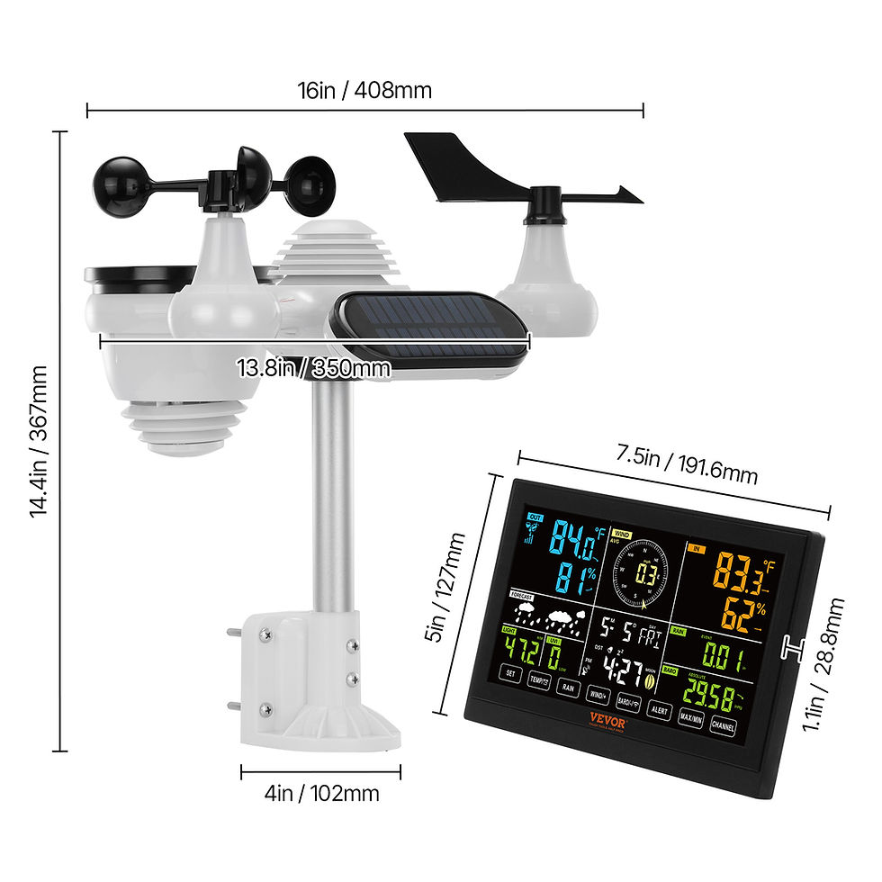 Miniature : Weather Measurement Station 7.5 In Large Color Display, Digital Home Weather St
