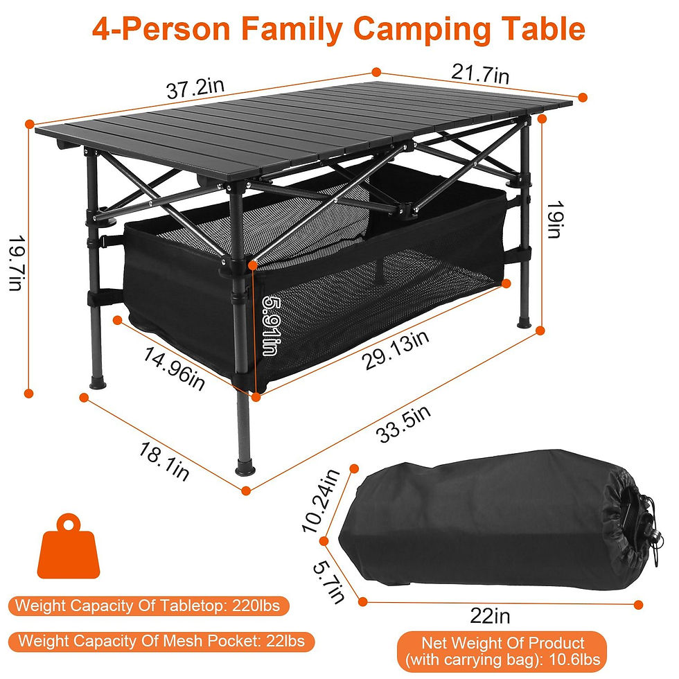 Miniaturbild: 1Pc Folding Camping Table Portable Aluminum Roll-up Picnic BBQ Desk with Carryin
