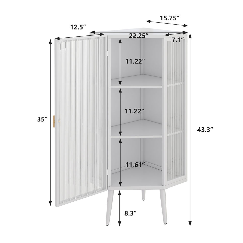 Pikkukuva: Floor Corner Bath Cabinet, Three Tiers With Tempered Glass Doors 22.25''