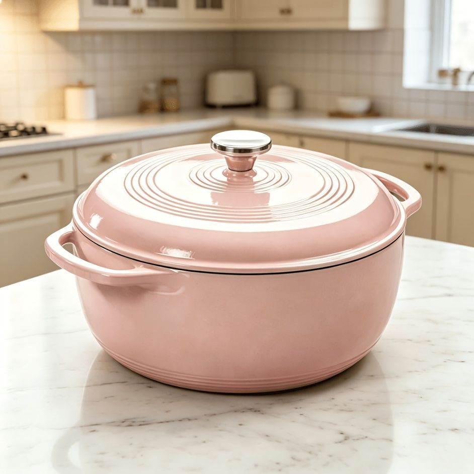Miniatura: Oven-Safe 6-Quart Enamel Cast Iron Dutch Oven with Moisture-Sealing Lid