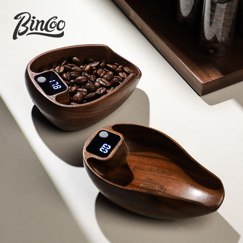 Miniatură: Bincoo Walnut Coffee Scale 0.1g Precision Rechargeable Portable Bean Plate