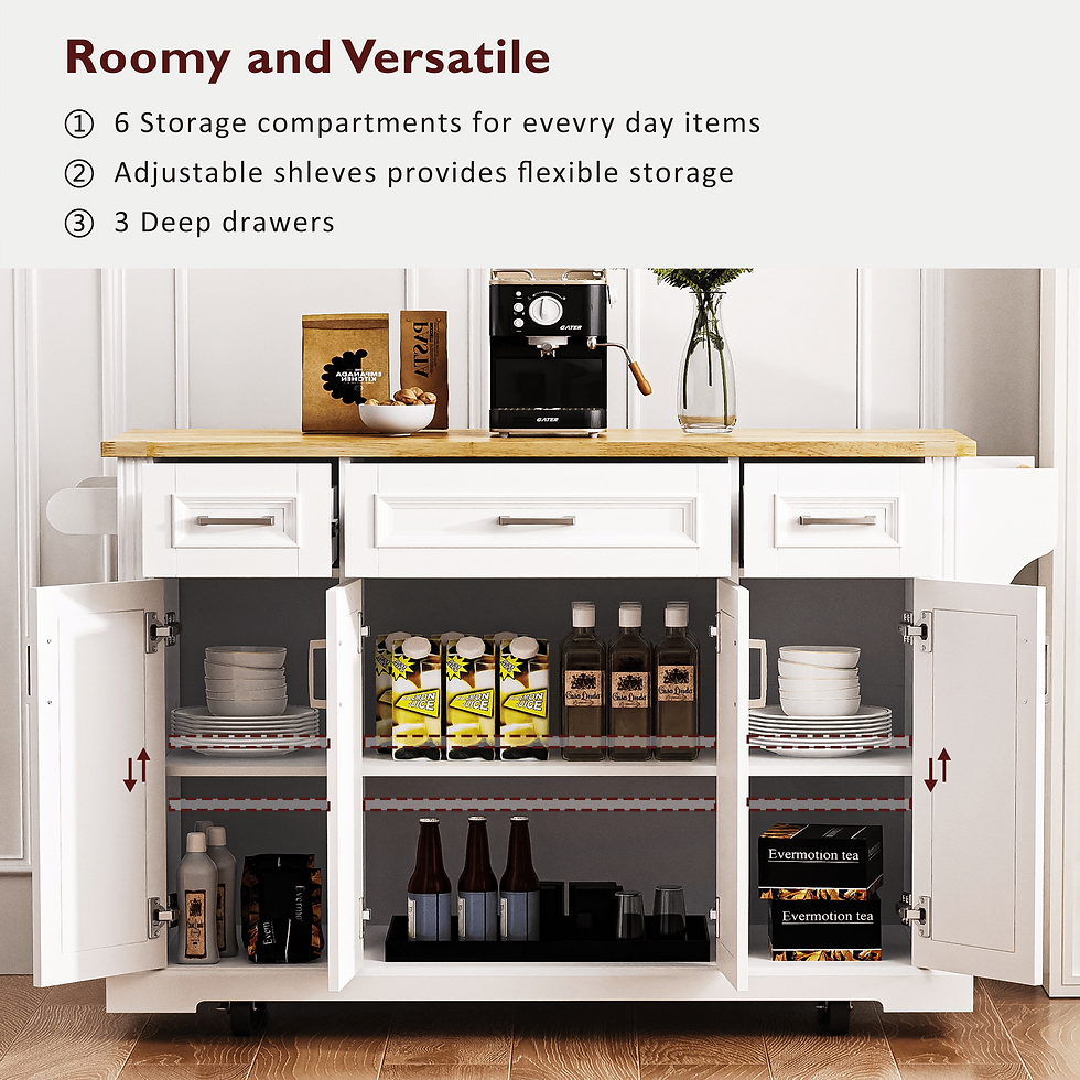 Miniatyrbilde:  Large Kitchen Island with Rubber Wood Drop Leaf 54 inch