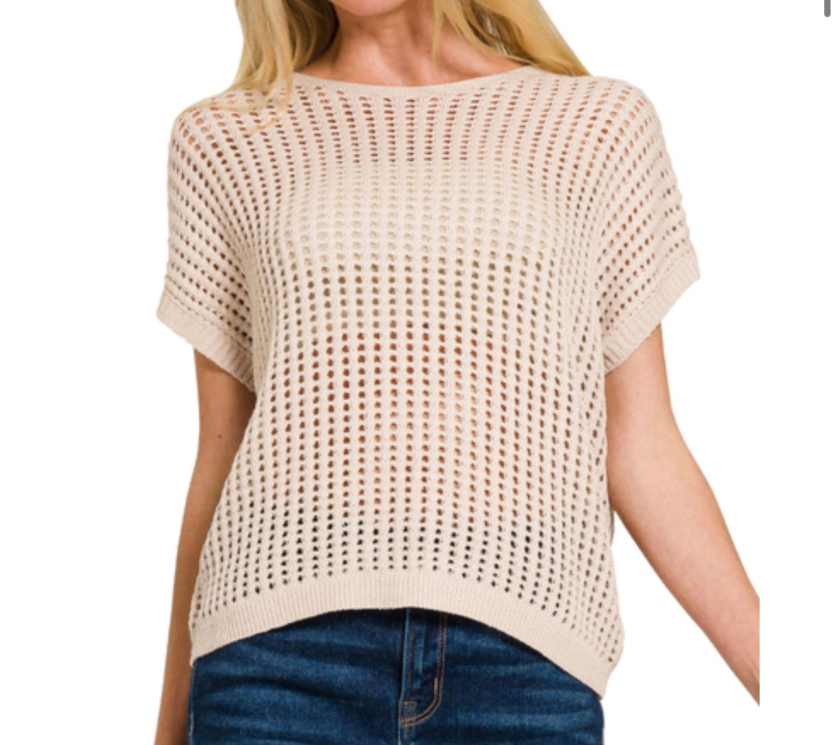 Beige Crochet Sweater