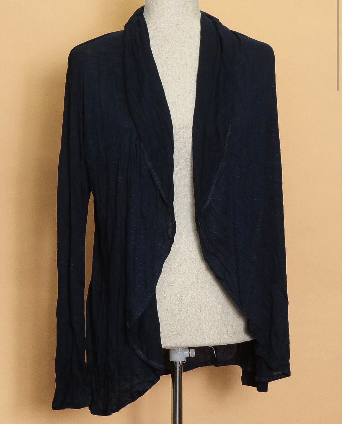 Navy Open Front Cardigan