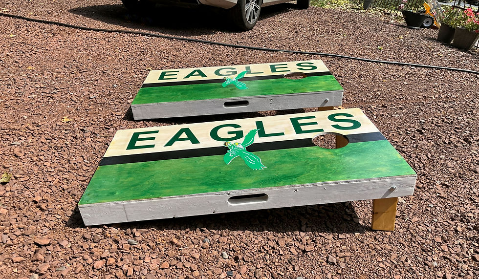 Thumbnail: Beautifully Handmade Eagles CornHole Boards - side view.